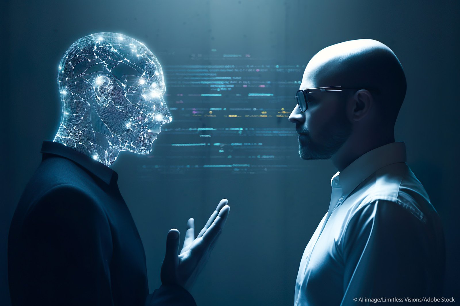 Machine learning reaction and ai artificial intelligence.Chat bot software network.big data and block chain system.Neuralink with smart brain.generative art